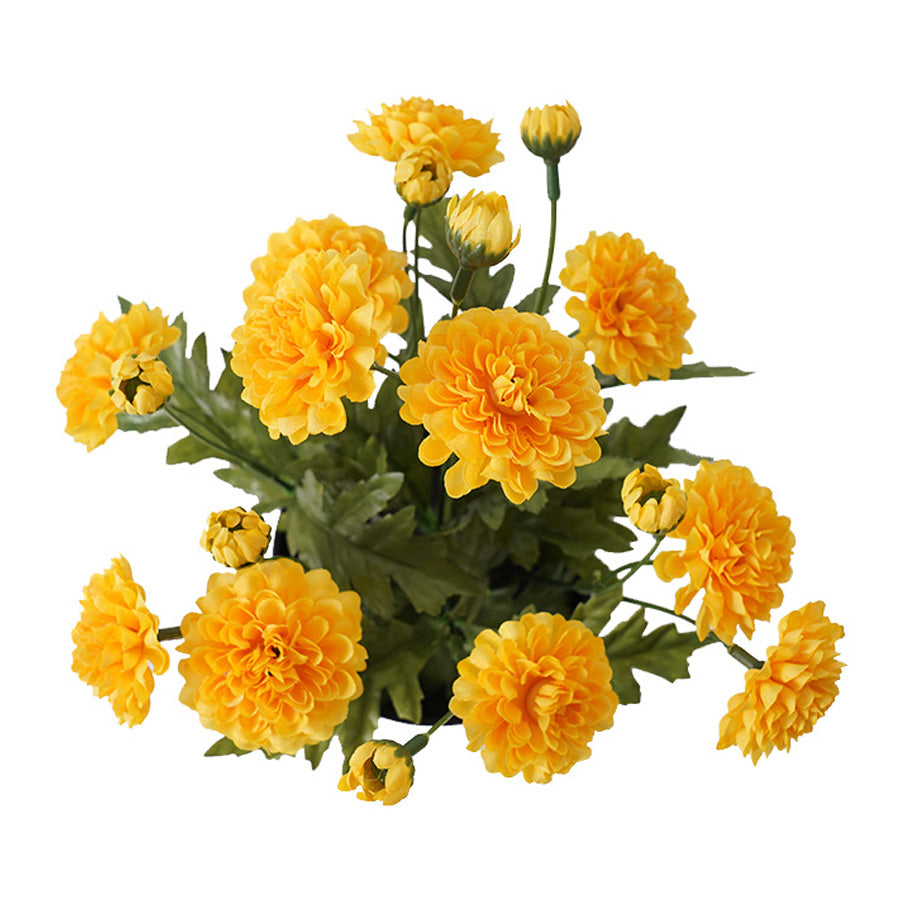 Potted Artificial Yellow Mum 27cm - Image 4