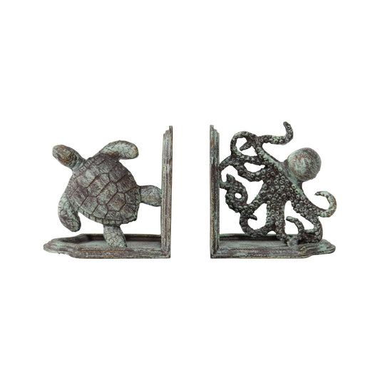 Cast Iron Octopus & Turtle Book Ends Set 12cm - Image 2