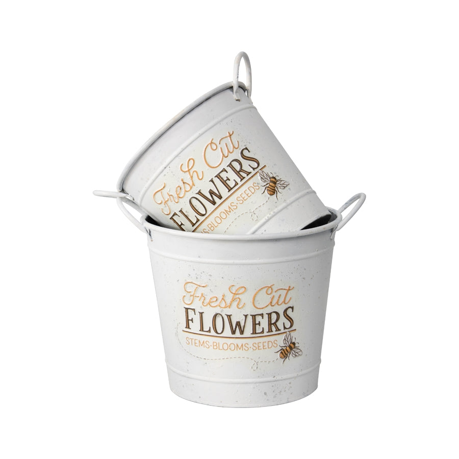 Set 2 Flowers Bucket Planters 32cm - Image 4
