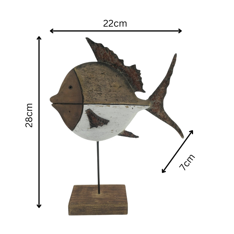 Set 2 Handcrafted Fish On Base Assort 28cm, 20cm - Image 5