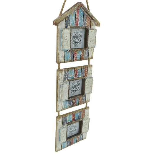 Handcrafted 3-Photo Frame Hanging Beach Houses 78cm - Image 2