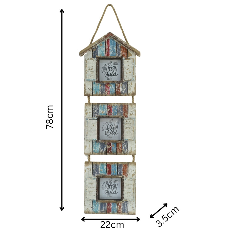 Handcrafted 3-Photo Frame Hanging Beach Houses 78cm - Image 5