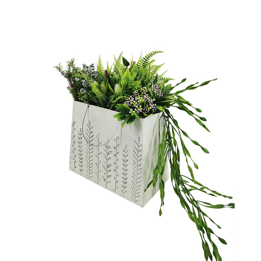 Distressed White Handbag Planter 30x33cm - Image 2