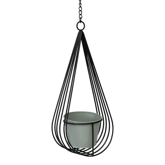Contemporary Hanging Cradle w Pot & Chain Planter 35cm - Image 2