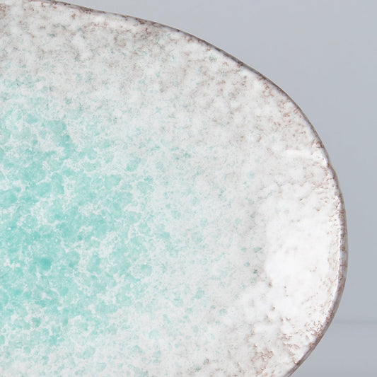 Plate Oval 24x17cm Aqua Splash Glaze - Image 2