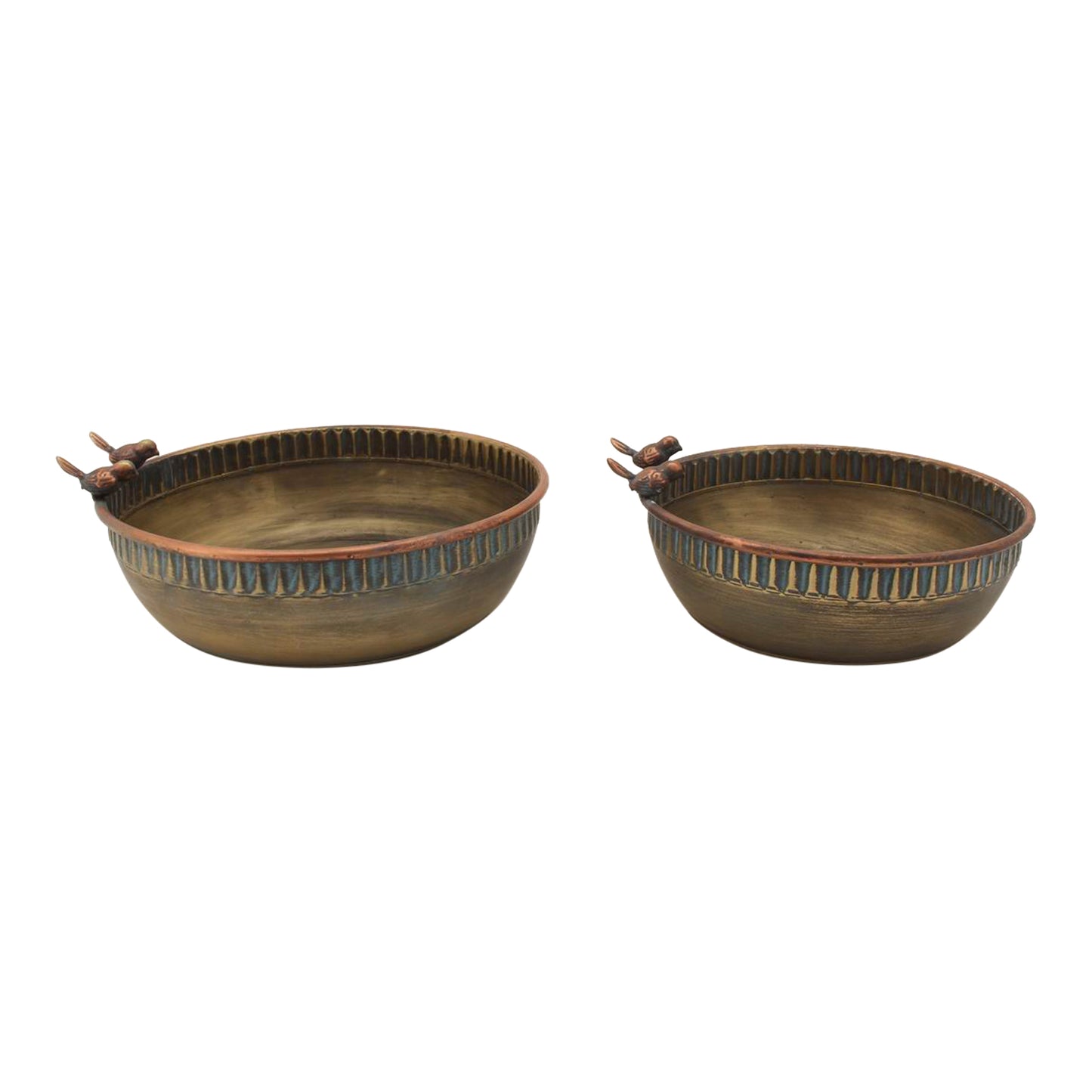 Set 2 Elementals Bowls w Birds 33cm