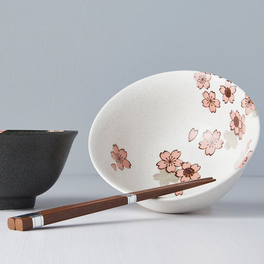 Bowl Set 2pcs with Chopsticks Cherry Blossom Design - Image 2