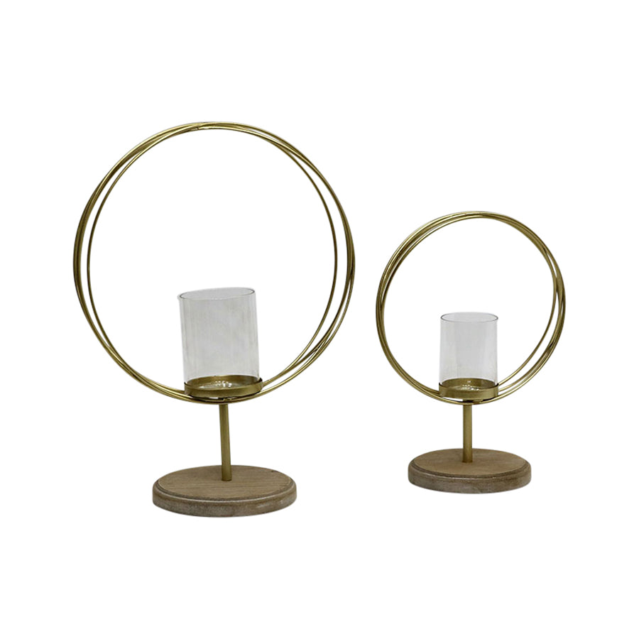 Set 2 Aura Candle holders on Timber Base 38cm - Image 3