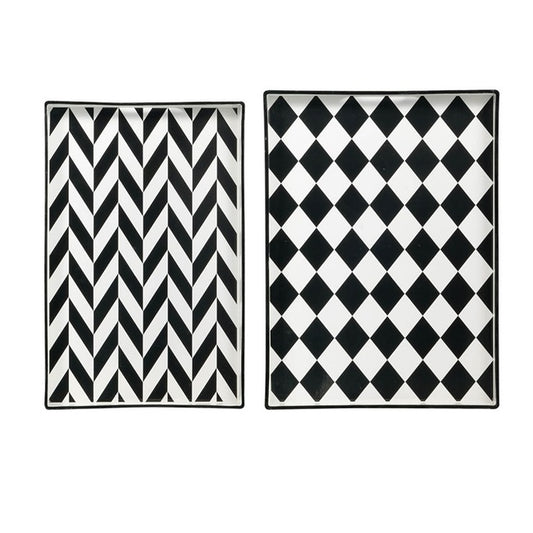 Set 2 Patterned Rectangular Trays 48cm - Image 2