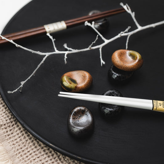 Chopstick Rest Pebble Matt Black Glaze - Image 2