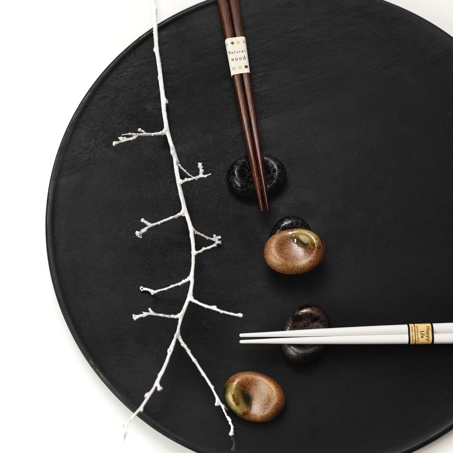 Chopstick Rest Pebble Brown with Green Splash - Image 5
