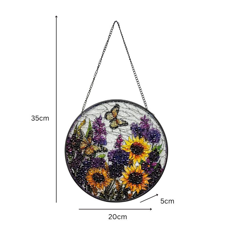 Flowers + Butterflies Stained Glass Sun Catcher 35cm - Image 4