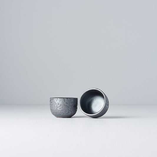 Sake Cup 35ml Black Scroll Glaze - Image 2