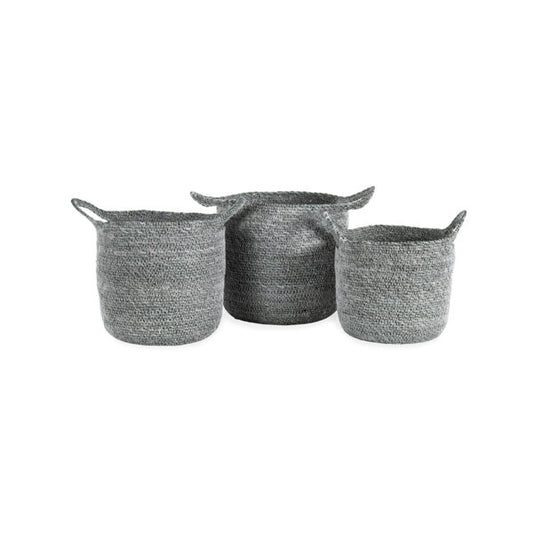 Set 3 Aqua Blue Baskets w Handles 24cm - Image 2