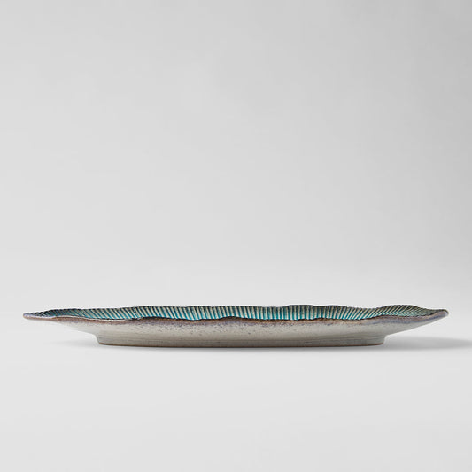 Plate Leaf Shape 32.5x13.5cm Sky Blue Glaze - Image 2