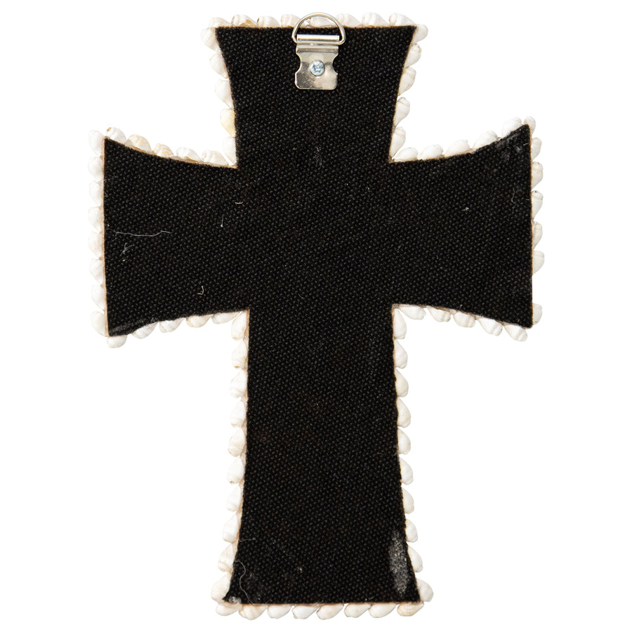 Handcrafted Shell & Broad Weave Wall Hanging Cross 32x23cm - Image 4