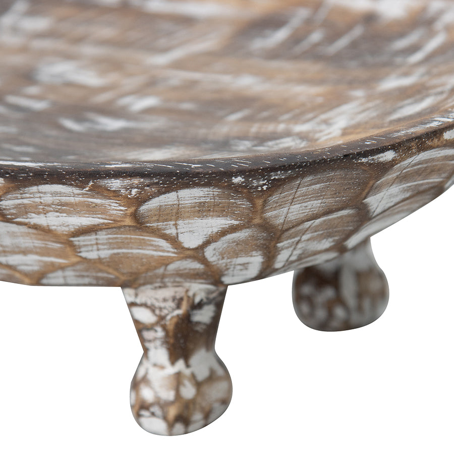 Handcarved Footed Oval Bowl 40x25cm - Image 4