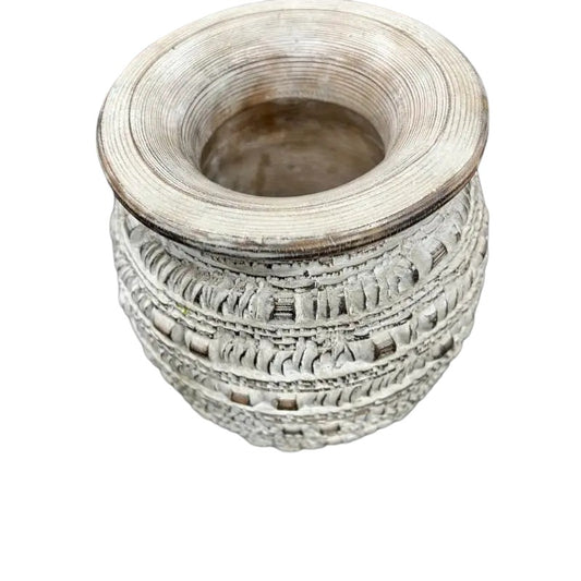 Handcrafted Natural Distressed Wooden Vase 29cm - Image 2