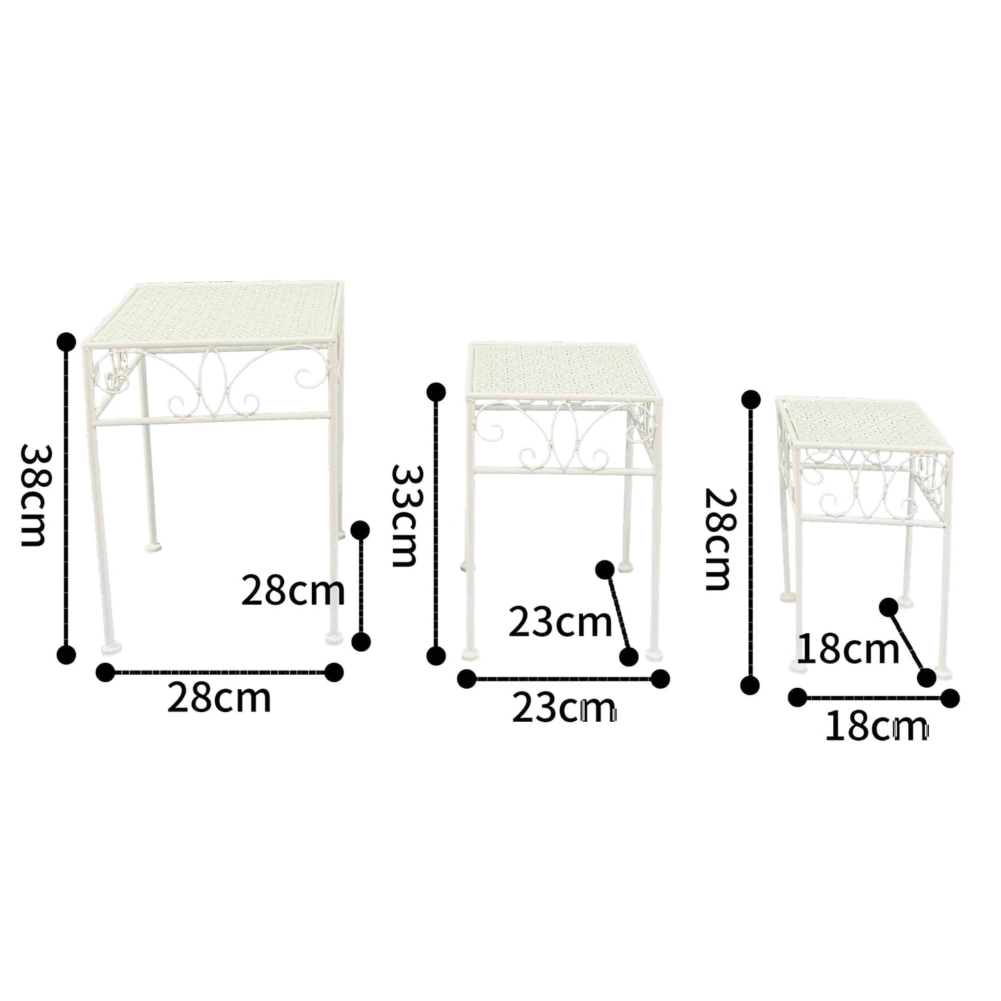 Set 3 Bordeaux Square Tables / Potplant Stands 38cm, 33cm, 28cm - Image 5