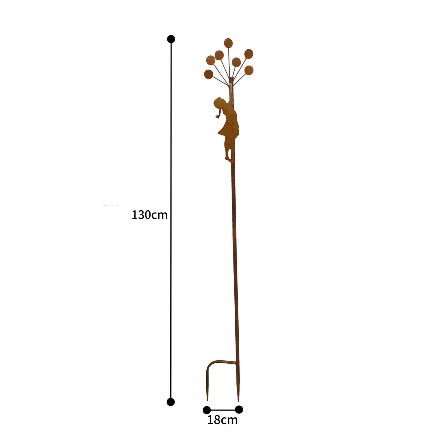 Rust Girl w Balloons Garden Stake 125cm - Image 5