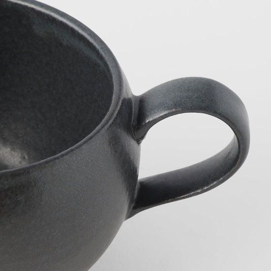 Sphere Mug with Handle 300ml Black Glaze - Image 2