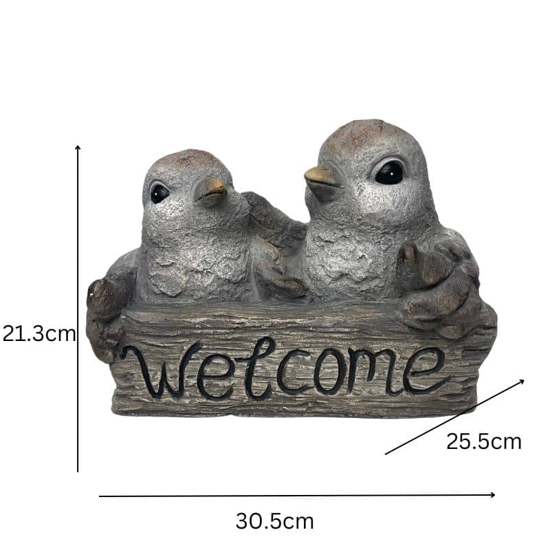 Welcome W 2 Birds Planter W Hole & Plug 30x25cm - Image 4