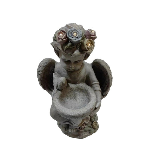 Angel Garden Birdfeeder w Solar Lights 48cm - Image 2