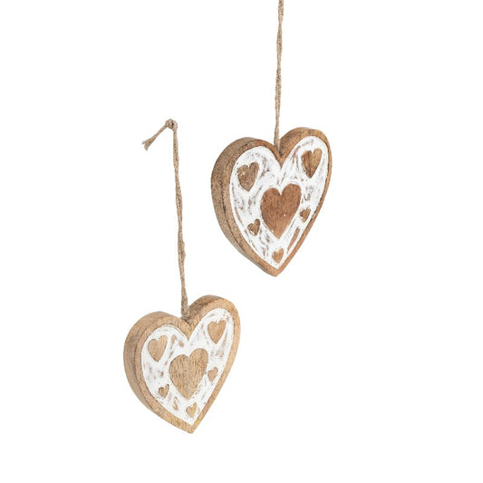 Set 2 Handcrafted Hanging Hearts 18cm, 13cm - Image 2