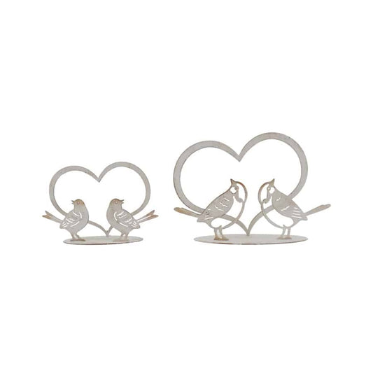 Set 2 Asst Lovebirds w Heart on Base Ornament 20cm - Image 2