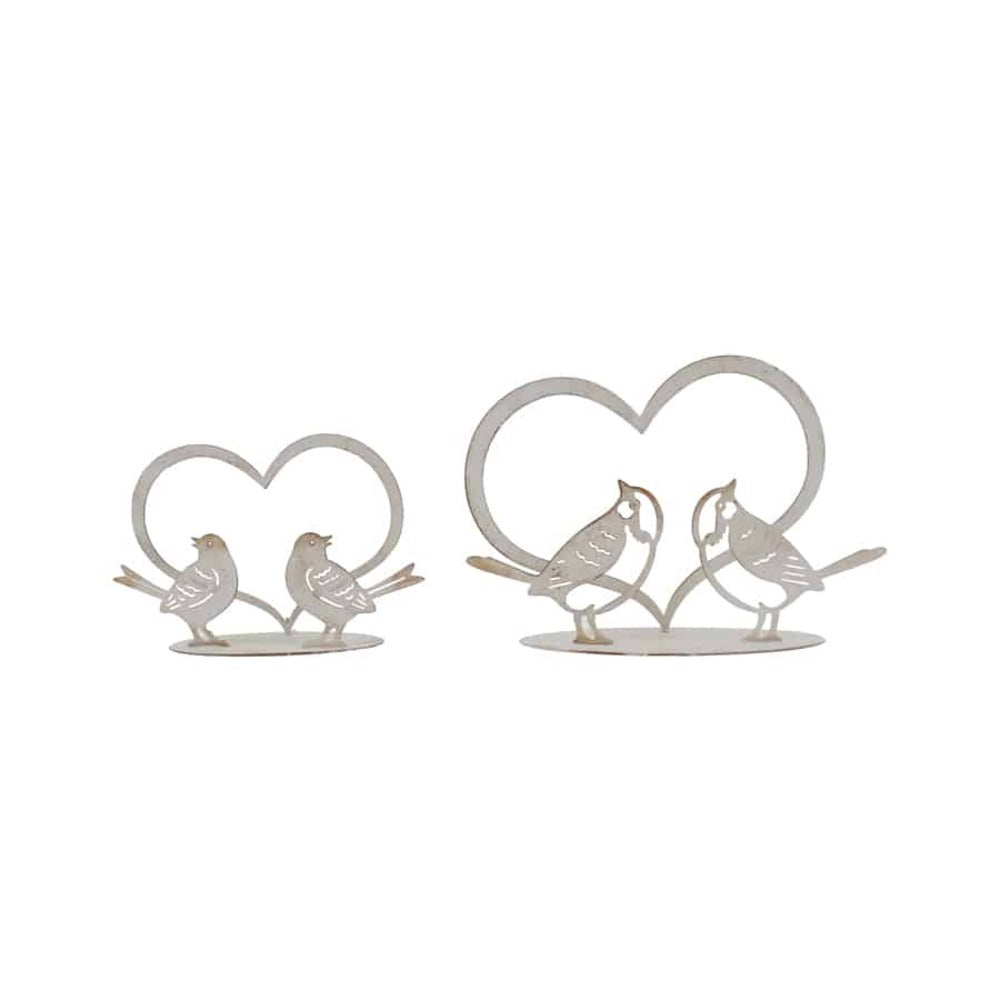 Set 2 Asst Lovebirds w Heart on Base Ornament 20cm - Image 2
