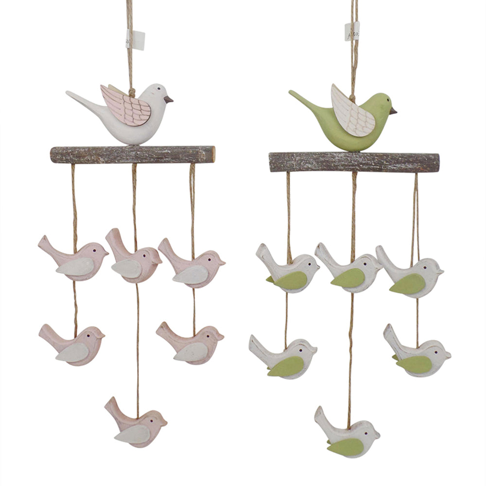 Set 2 Asst Pastel & Rustic Birds Mobiles 42cm - Image 2