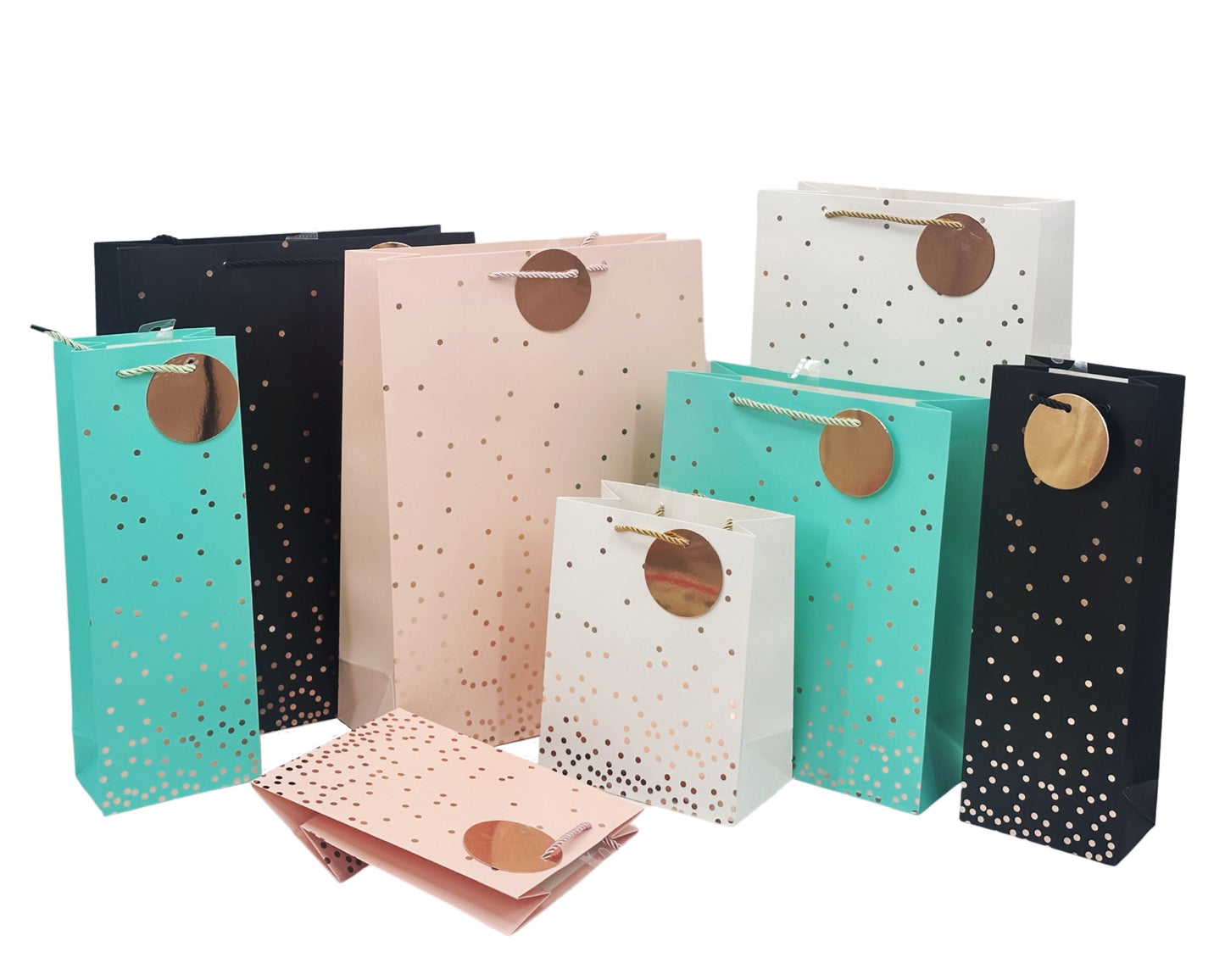 bulk 24 Large Gold Confetti Gift Bag Foiled 32cm