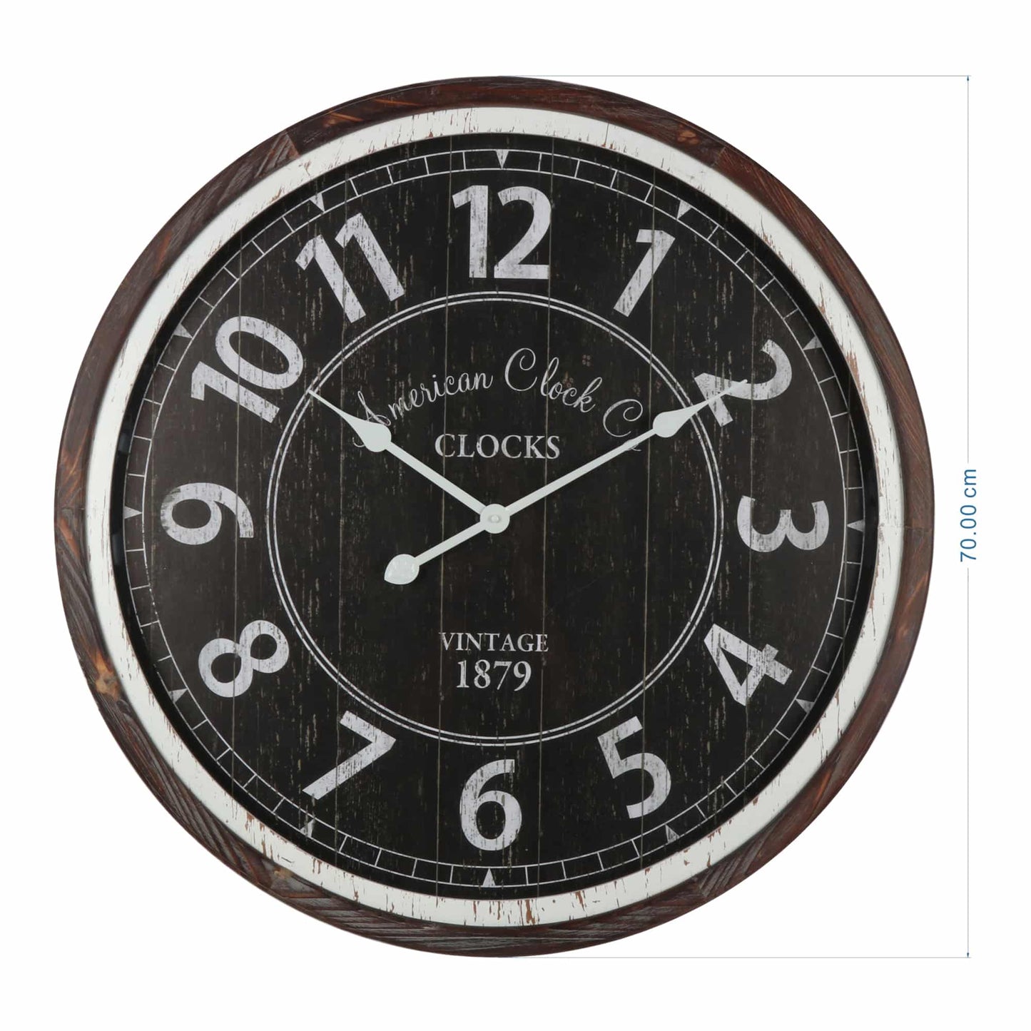 Distressed Monochrome Glass-Front Wall Clock 70cm - Image 5