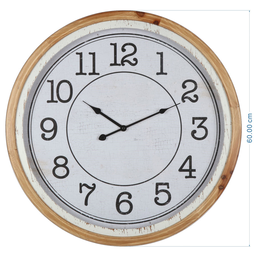 Distressed Nordic Glass-Front Wall Clock 60cm - Image 5