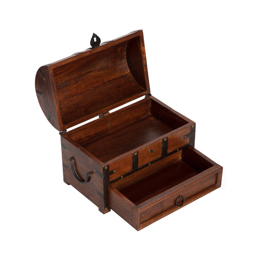 Handcrafted Treasure Chest Box w Drawer 30cm - Image 2