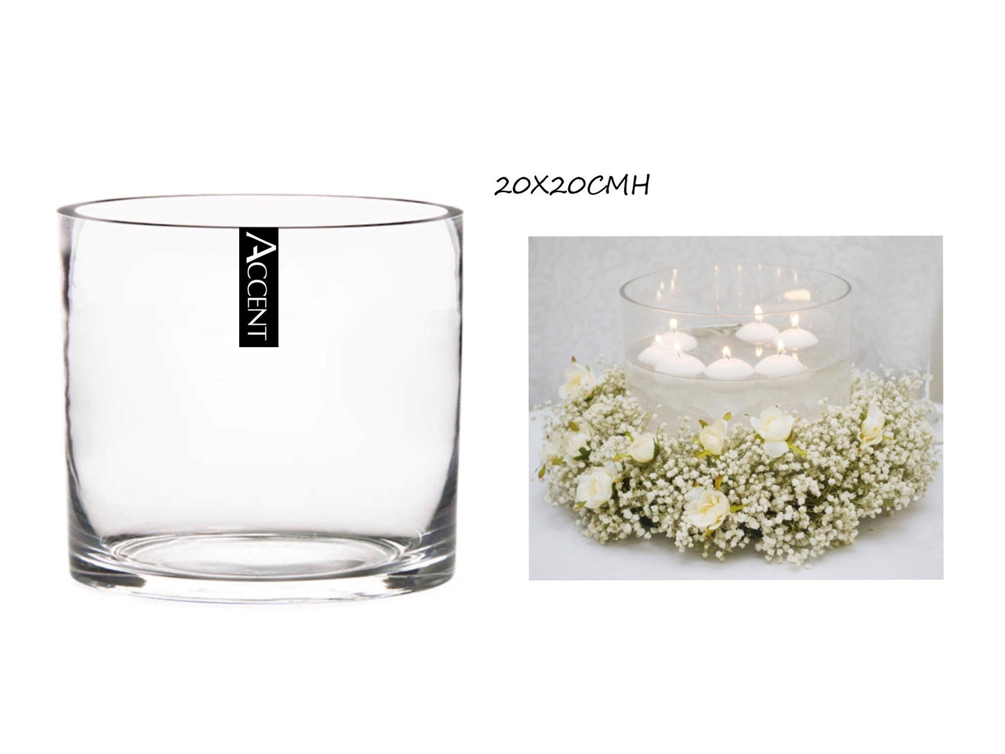 Glass Cylinder Vase Flower 20cm