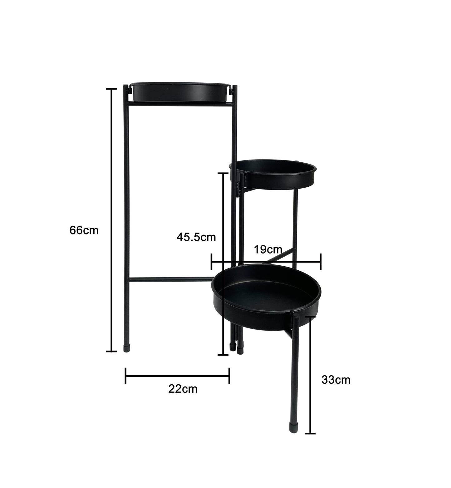 Three Tier Black Folding Plant / Display Stand 61cm - Image 3