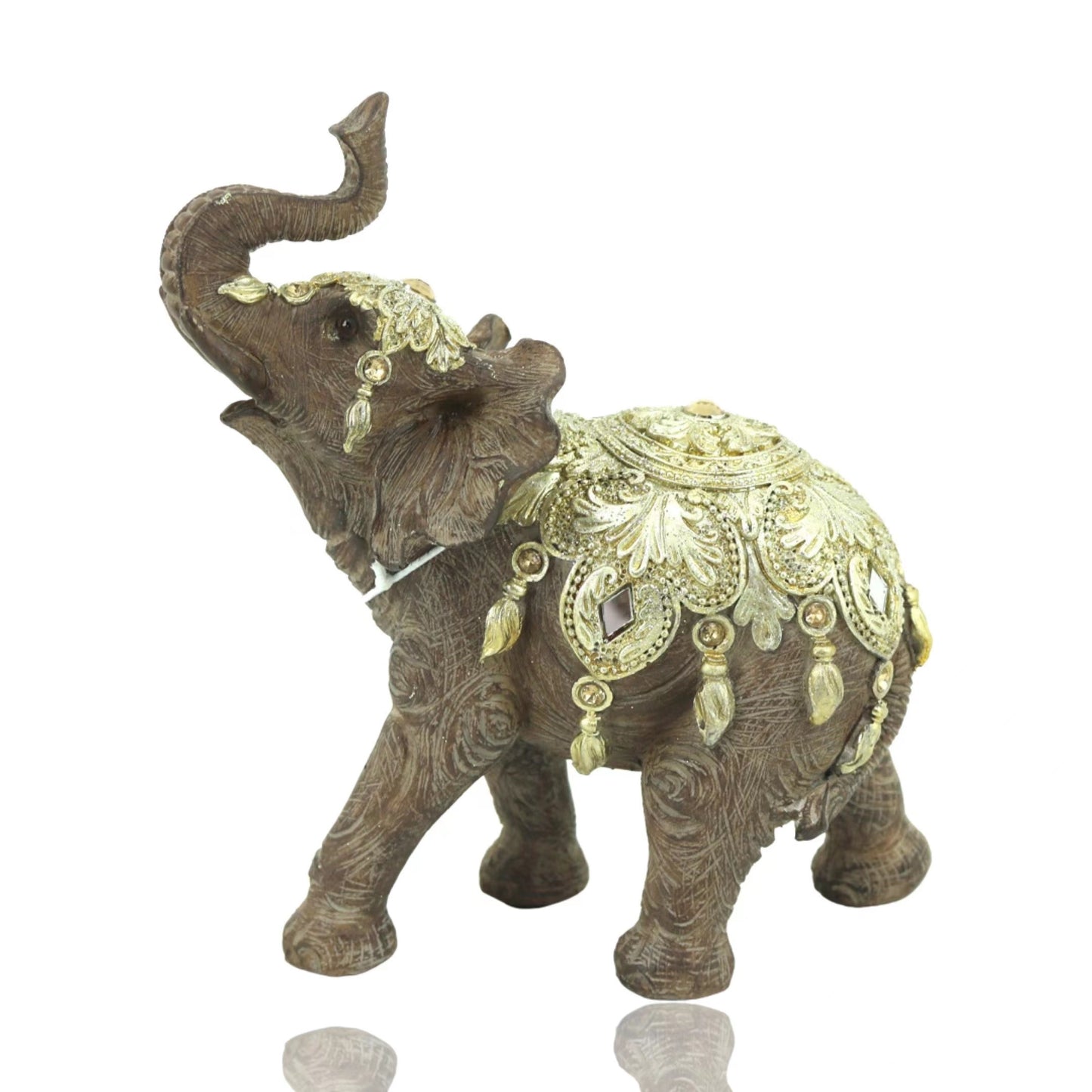 Standing Elephant w/ Sculpted Pattern 17cm