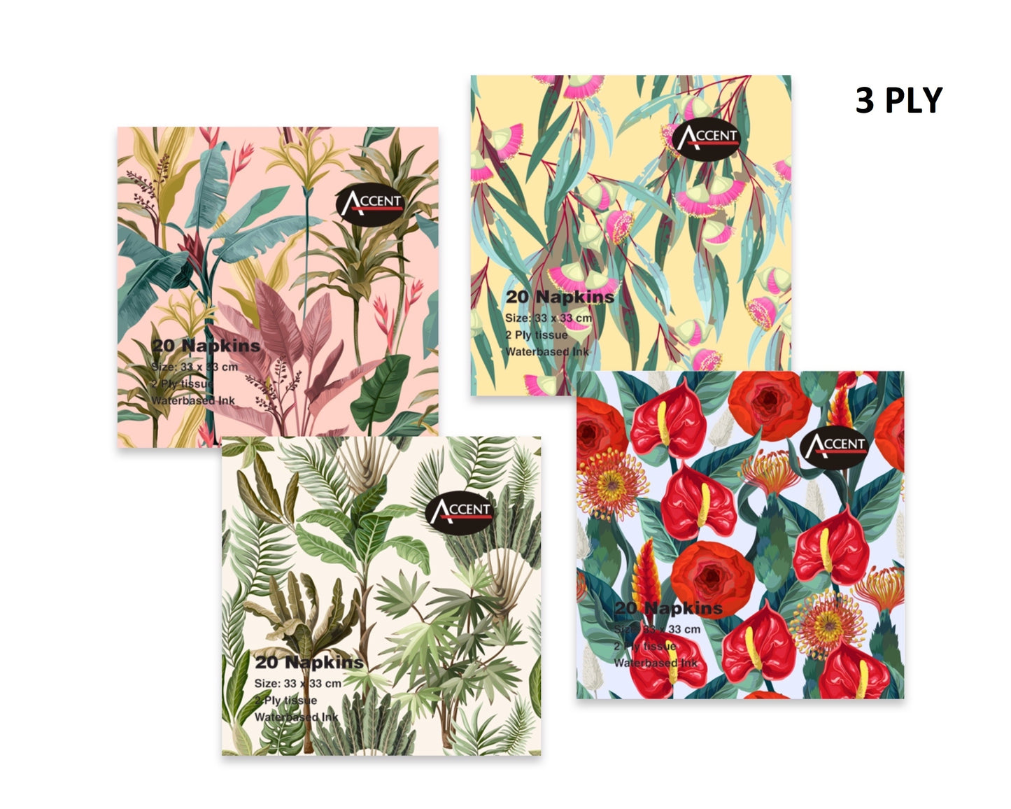 bulk 960 Native Flowers Napkin 3Ply 33cm