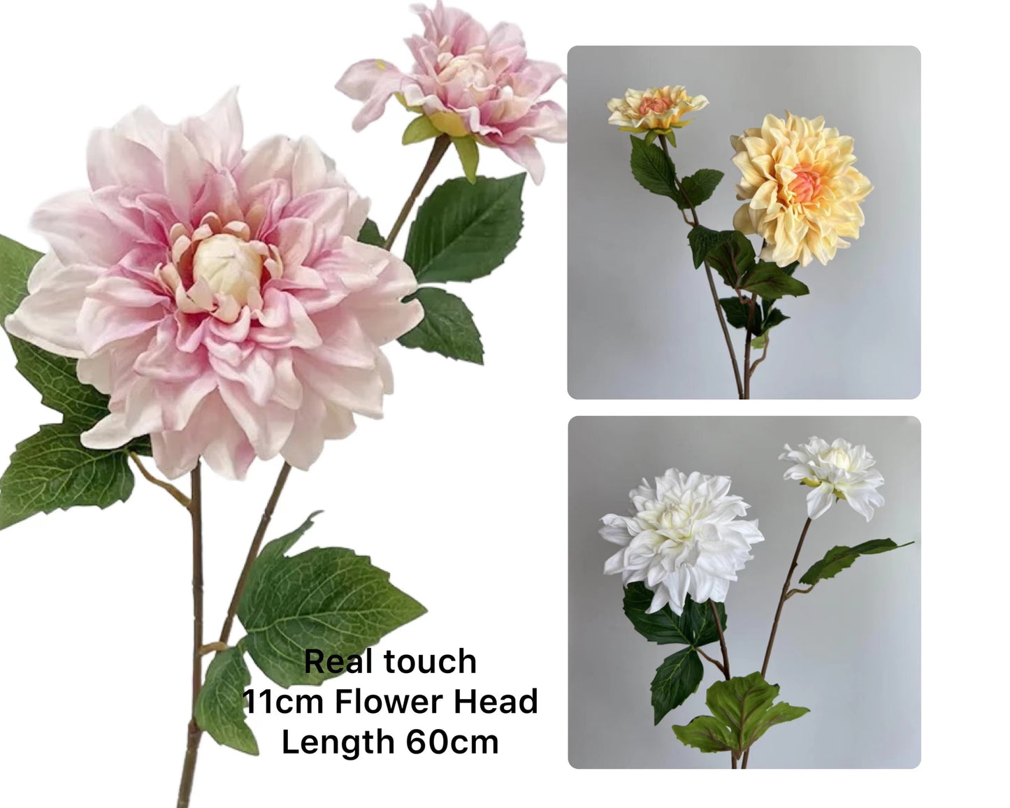 bulk 12 Artificial Real Touch Dahlia 60cm