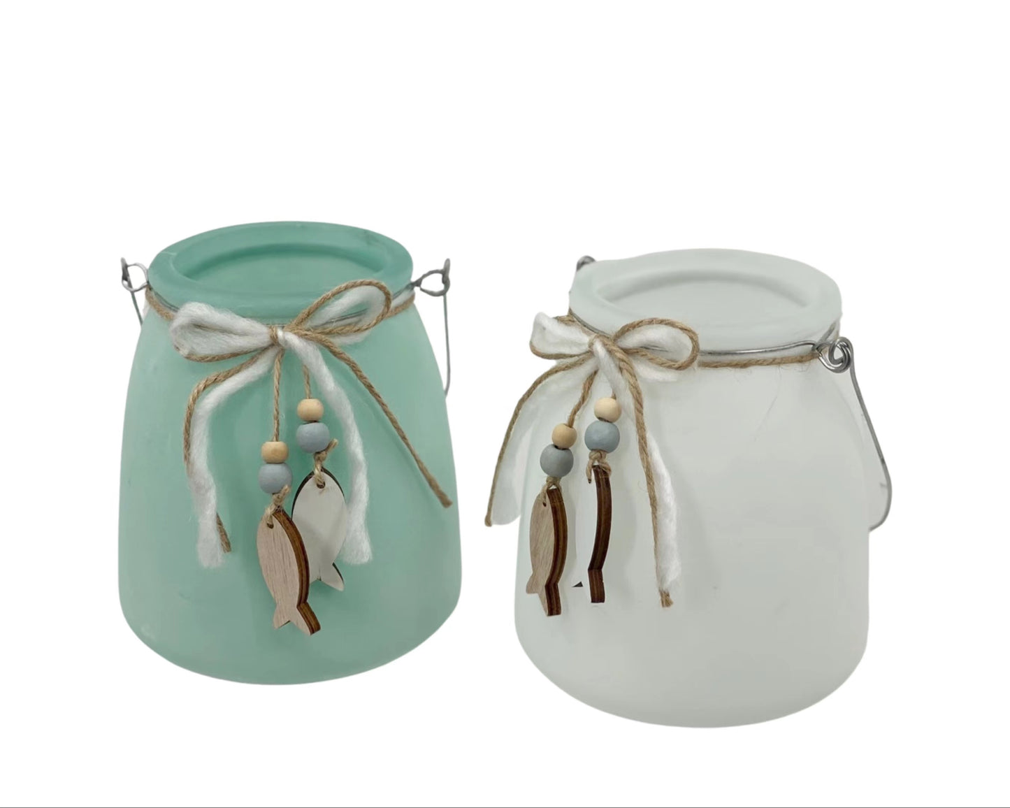 bulk 16 Coastal Glass Candle Holder 13cm