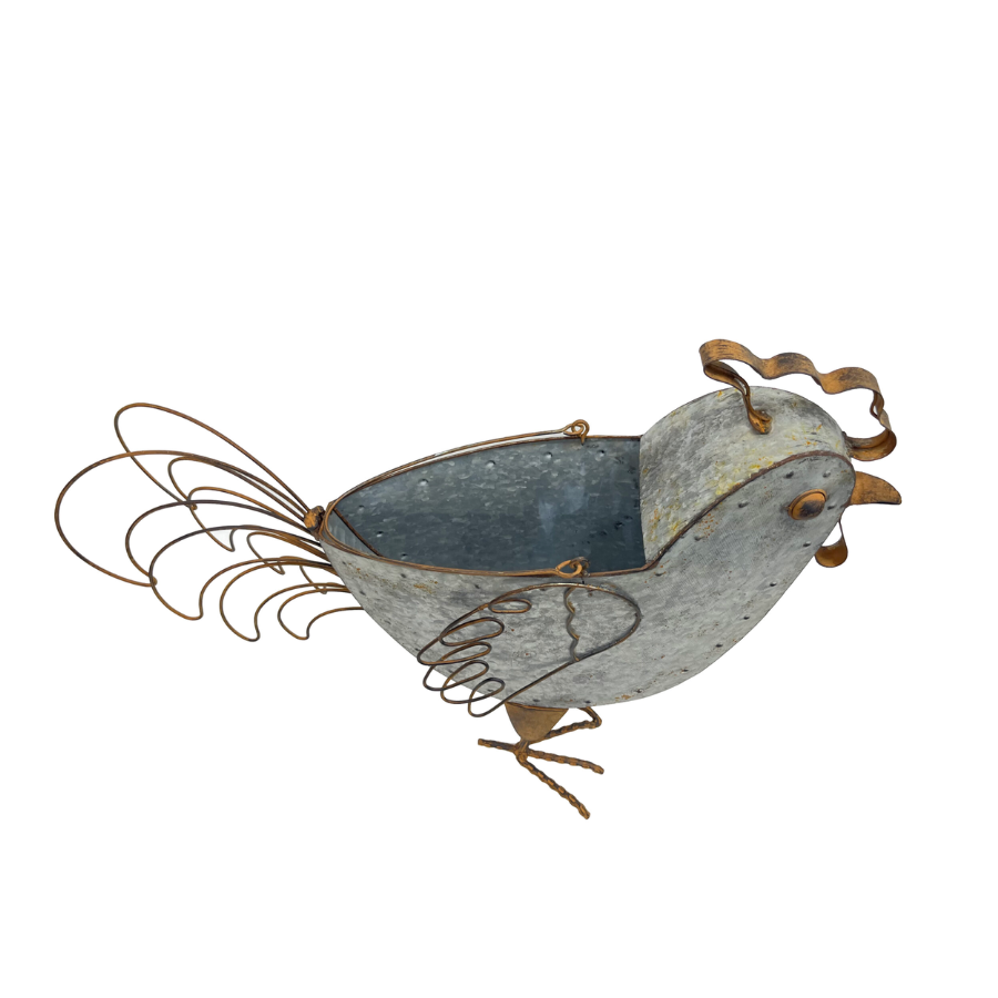 Rustic Chicken Planter Holder w/ Handle 55x46cm - Image 5