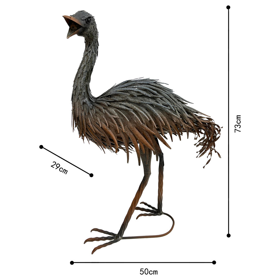 Rust Grey Emu w Open Beak Statue 50x73cm - Image 4