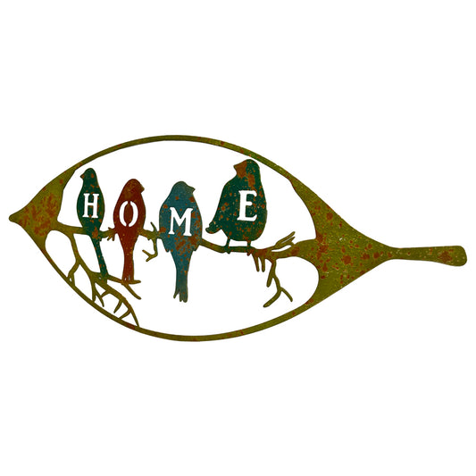 Colour Rust Birds in Leaf Home Sign 60x24cm - Image 2