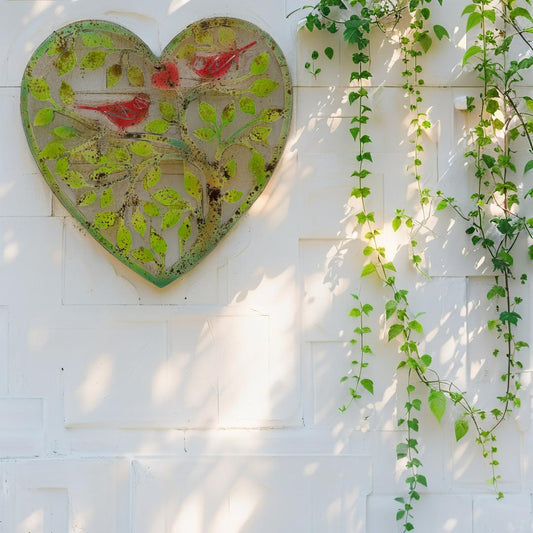 Laser Cut Heart Tree Of Life w Red Birds 45cm - Image 2
