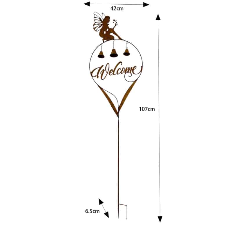Welcome Garden Stake w Fairy + Bells 87cm - Image 4