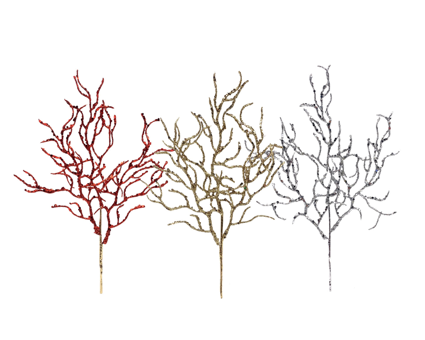 bulk 48 Xmas Metallic Branch Spray 31cm