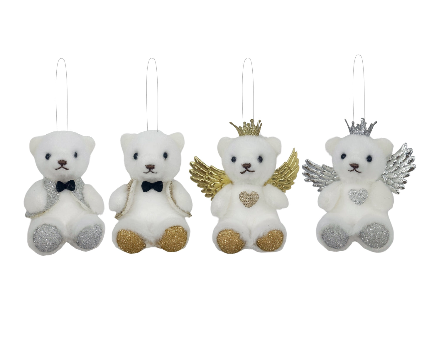 bulk 24 Xmas Gold/Silver Teddy Bear Hanging 7cm