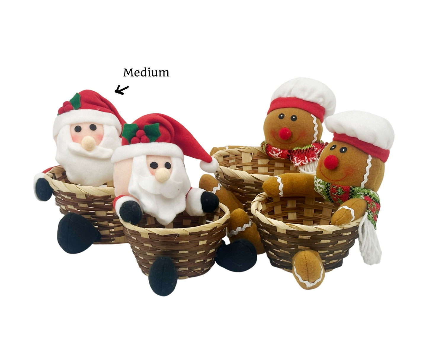 bulk 12 Xmas Gift Baskets Santa & Ginger Bread Med 20cm