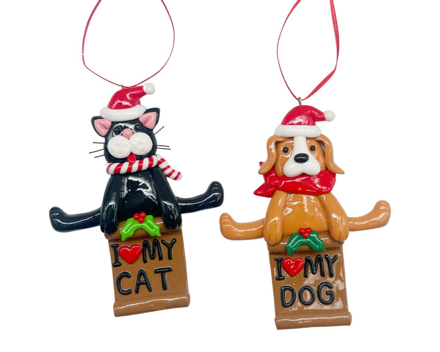 bulk 24 Xmas Signs I Love My Cat / Dog Hanging 11cm